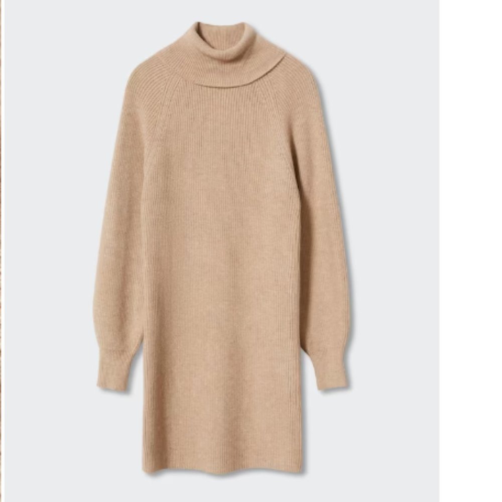 Mango Size 4 Ribbed Turtle Neck Dress NWT